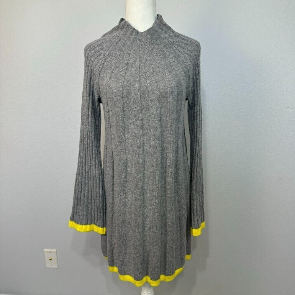 Anthropologie Arseneau Gray Ribbed Alpaca Wool Blend Sweater Dress Size Small